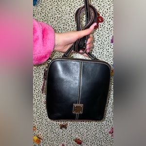 Dooney & Bourke Smooth Black Leather Trixie Crossbody Purse QVC Exclusive